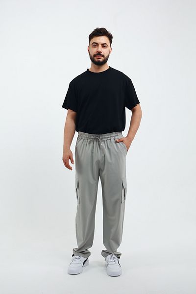 OXVİN Cushy Cool Men's Oversize Loose Cut Parachute Cargo Pocket Adjustable Leg Clip Baggy Pants