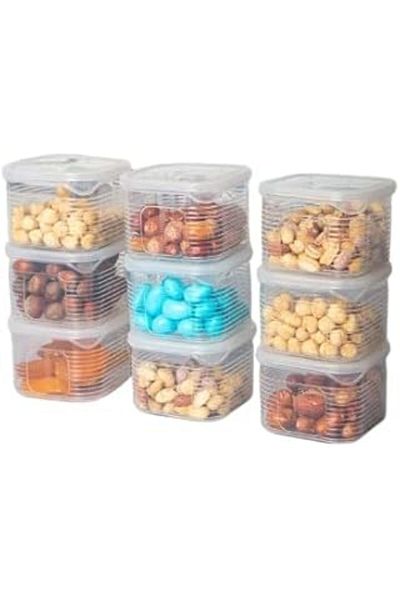 Mu Art Aes Home Set of 9 Clear Food Storage Containers - Leak Proof Cover