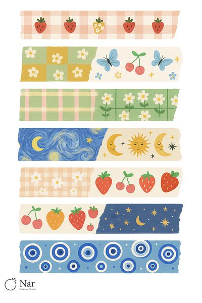sticker 🎨   ملصقات شريطية من باستيل تيل – 4 أوراق – للمجدف والمخطط ومجلة الرصاصة