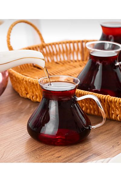 Meralles Ehli Keyf Set of 6 Borosilicate Glass Tea Cups Keyfi Ala 200 ml Keyfi Ala Tea Cups