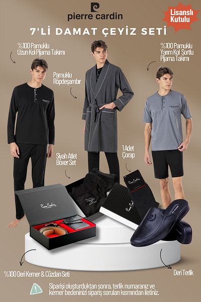 Pierre Cardin Men's Licensed Boxed Black 7-Piece Groom Dowry Set