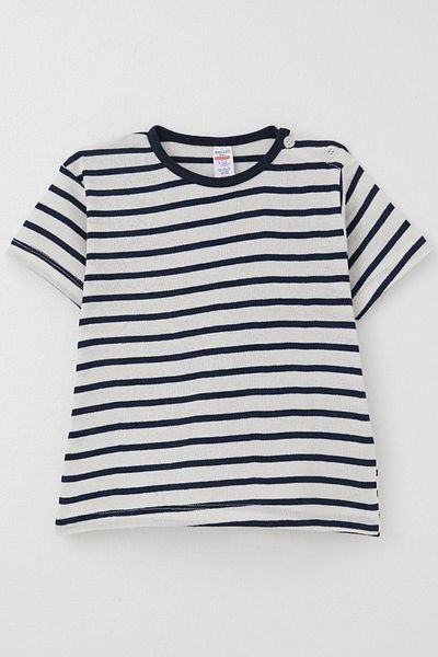 Breeze 1-4 Years Boy Ecru T-Shirt - Placket Striped