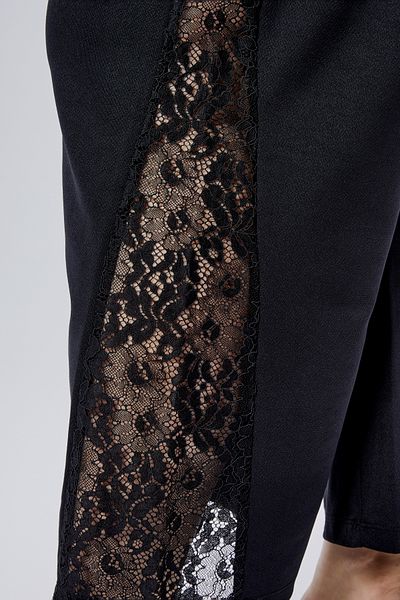 Curvy Trend Large Size Stretchy Trousers with Lace Detail
