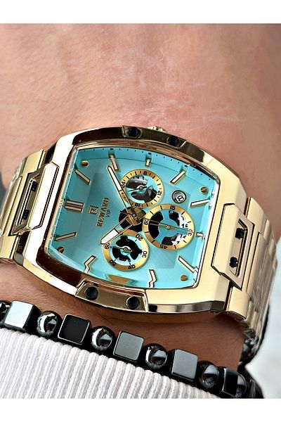 Reward Gold Color Functions Active Square Men's Wristwatch + Bracelet