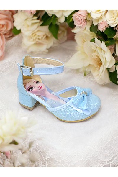 PATİK BEBE Pantofi de seară eleganti cu cataramă cu toc de culoare albastră pentru fete