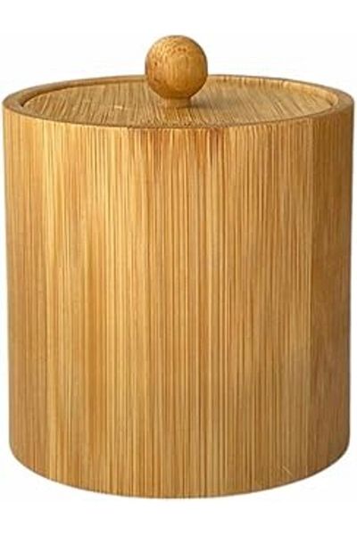 Mu Art Lemn natural rotund de 9 cm - fara miros, recipient pentru condimente cu capac pentru bol de zahar si sare