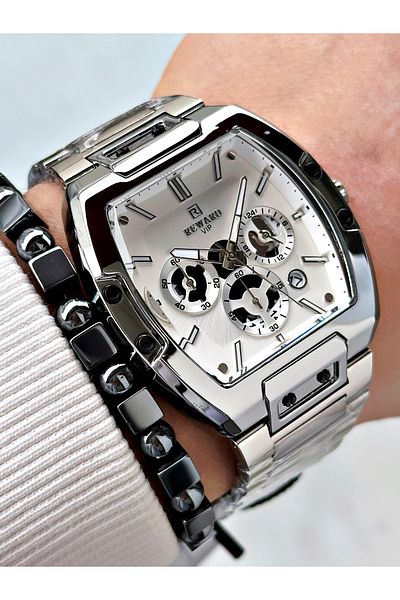 Reward Silver Color Functions Active Square Men's Wrist Watch + Bracelet