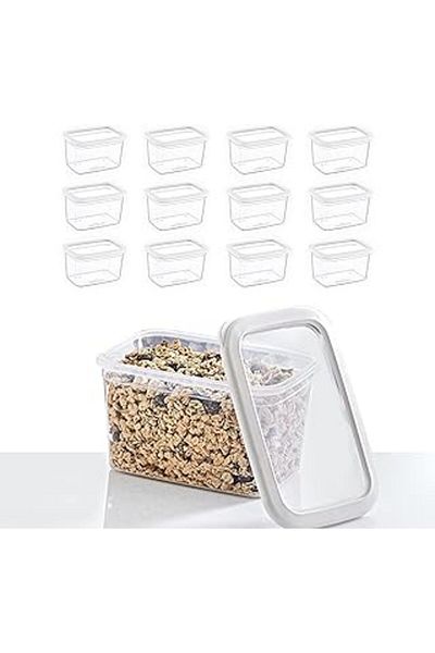 Mu Art Smartware Set of 12 Skali Rectangular Storage Container White 1210 ml - White, Multi-Purpose Storage Container