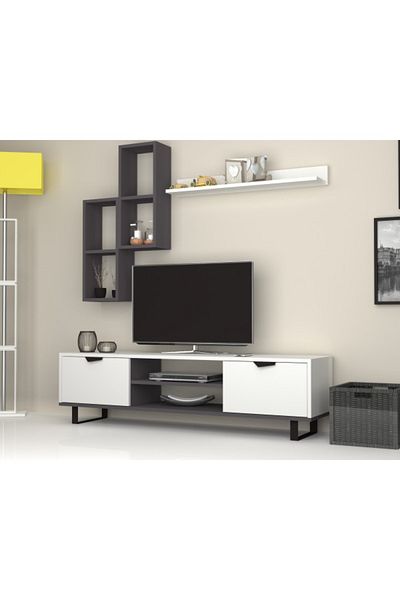 SAHABA Lonsa W&G White and Grey TV Table Model
