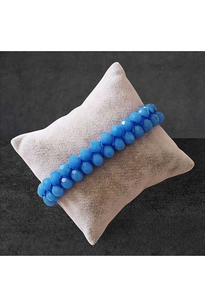 devritarz Crystal Blue Stone Macrame Braided Combination Bracelet Design
