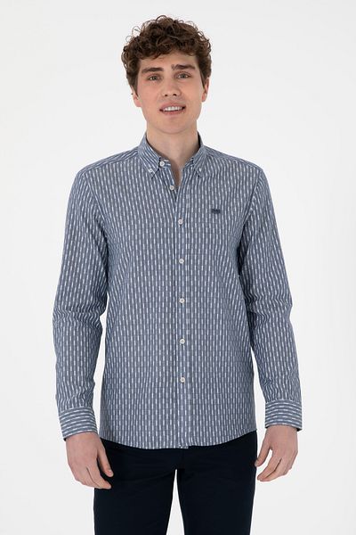 U.S. Polo Assn. Мъжка светло тъмносиня риза с дълъг ръкав 50300454-VR059