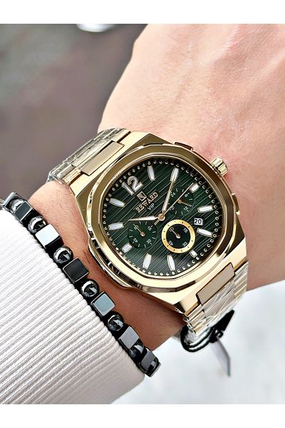 Reward Gold Color Functions Active Square Model Men's Wristwatch + Bracelet