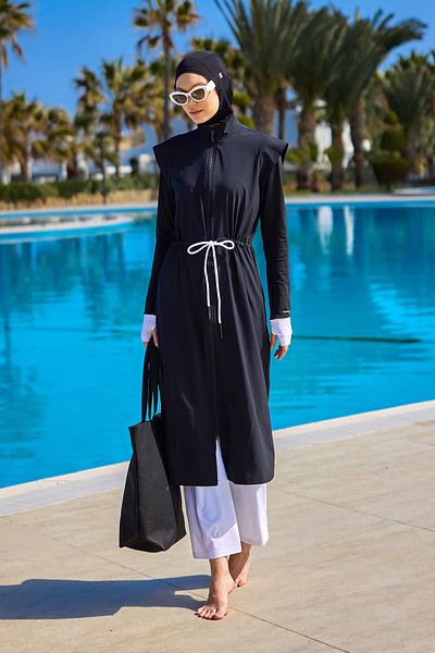 Marina Black Full Covered Hijab Swimsuit 4 Piece Set M2501-2