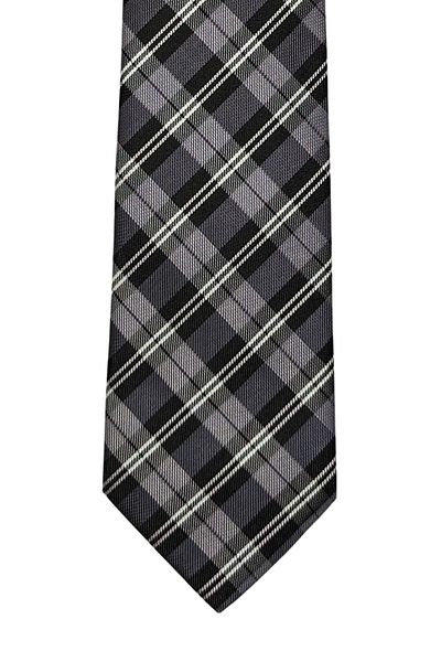 1001 Kravat Black Plaid Patterned 7 cm Wide Thin Tie