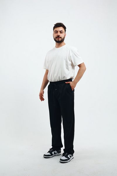 OXVİN Loose Men's Baggy Loose Cut Pique Back Pocket Pants, Relaxed Cut Classic Loose Wide Leg Baggy Pants