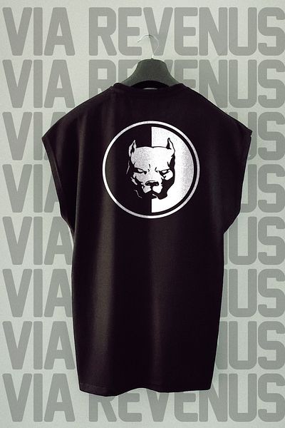 Vordevia Pitbull Back Printed Zero Sleeve Crew Neck Sports Tshirt