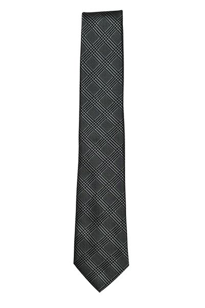 1001 Kravat Plaid Patterned Dark Gray Colored 7 cm Wide Thin Tie