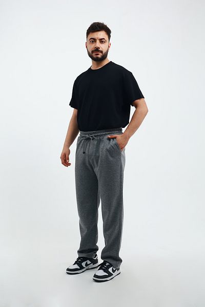 OXVİN Ανδρικό φαρδύ παντελόνι πικέ - Classic Loose Leg - Αδυνατιστική πίσω τσέπη