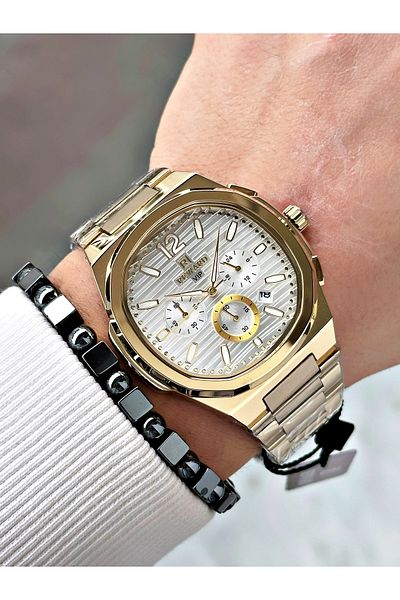 Reward Gold Color Functions Active Square Model Men's Wristwatch + Bracelet