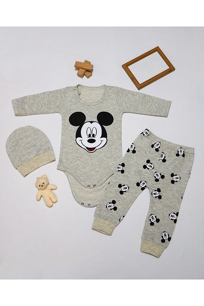 Pırlanta baby Mickey Patterned 3-Piece Baby Set