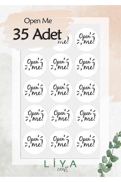 LiyaCraft Open Me Packaging Sticker Set 3 cm 35 Pieces