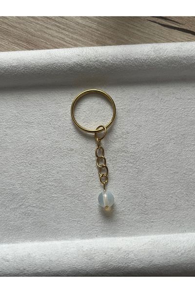 Pel Design 8 mm Opal Stone Gold Keychain