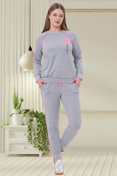 Mecit Pijama Sports Women's Pajamas Set %85 Cotton, %10 Viscose, %5 Lycra Long Sleeve Sleeve and Ankle Cuff
