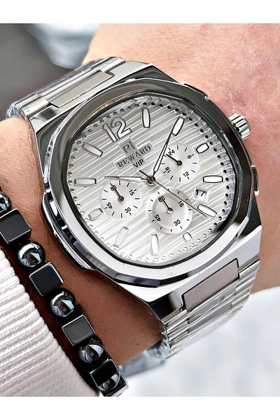 Reward Silver Color Functions Active Square Model Men's Wrist Watch + Bracelet