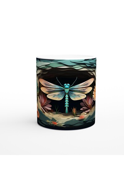 Wisdom Rain كوب مطبوع عليه اليعسوب الفيروزي بين زهور الغابة