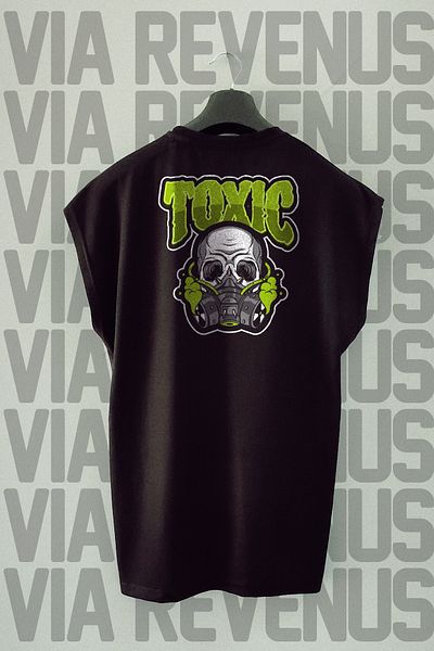 Vordevia Toxic Back Printed Zero Sleeve Crew Neck Sports Tshirt