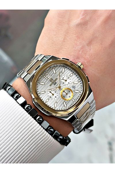 Reward Silver Color Functions Active Square Model Men's Wrist Watch + Bracelet