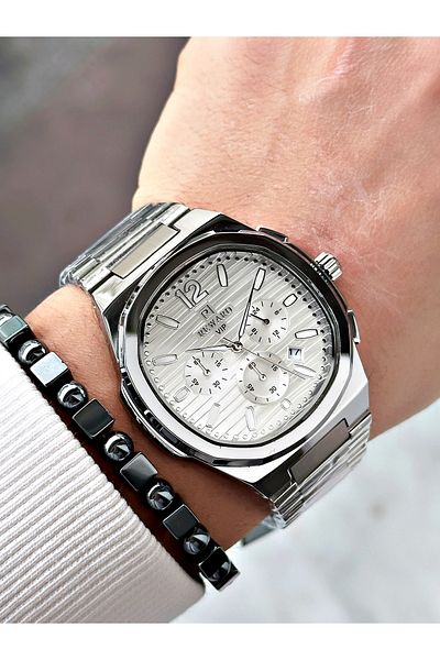 Reward Silver Color Functions Active Square Model Men's Wrist Watch + Bracelet