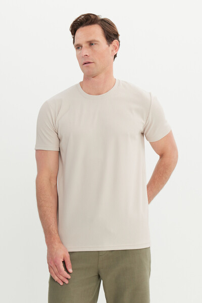 AC&Co / Altınyıldız Classics Ανδρικό ελαστικό μπλουζάκι Stone Slim Fit Slim Fit Crew Neck