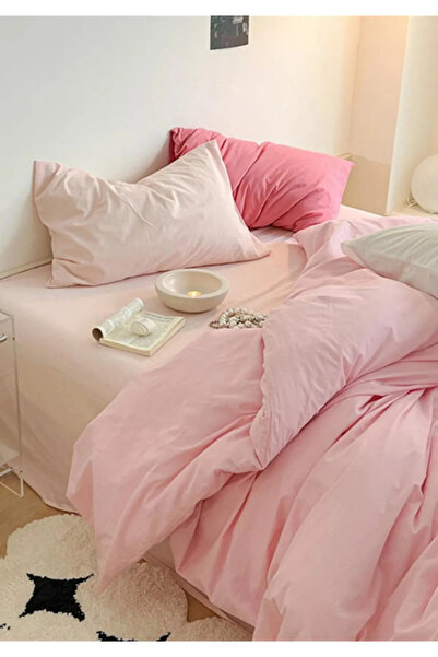 Sheri Home Tekstil Çift Kişilik Nevresim Seti Pembe01453 1 Adet Yorgan Kılıfı + 2 Adet Yastık Kılıfı