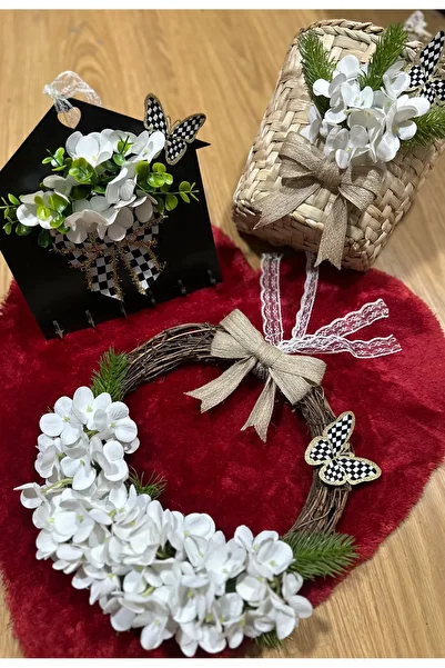 Marrone Hydrangea Flower Door Ornament Keychain Door Basket Set of 3
