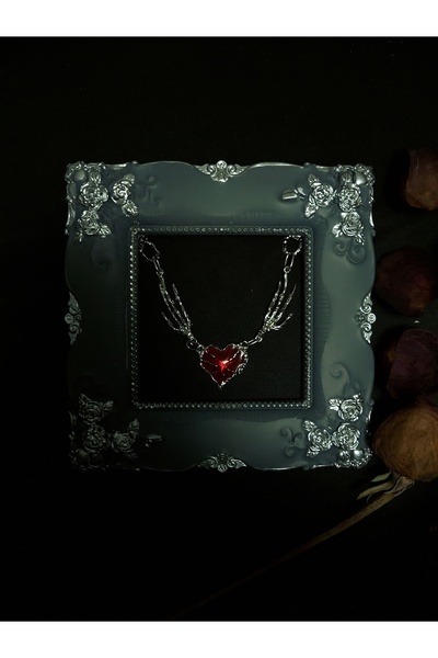 Home Gotik Kalp İskelet El Tasarım Unisex Kolye