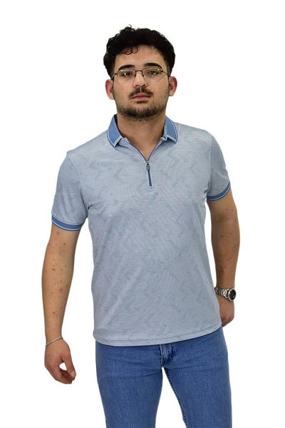 Raymons Tricou jacquard mercerizat cu fermoar cu gât polo pentru bărbați