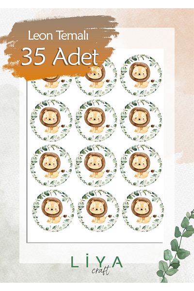 LiyaCraft Lion Sticker Set 3 cm 35 Pieces