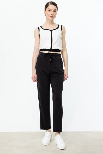 On Fashion Ten Elastic Waist Skinny Sweatpants Black-54153
