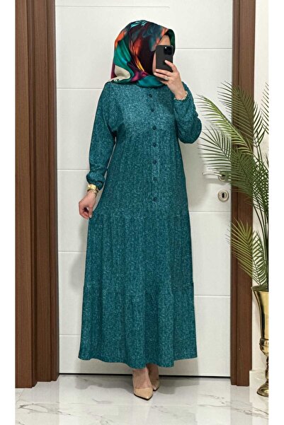 modasura 5656 K 80 petrol renk seul kumaş büyük beden elbise yeni sezon