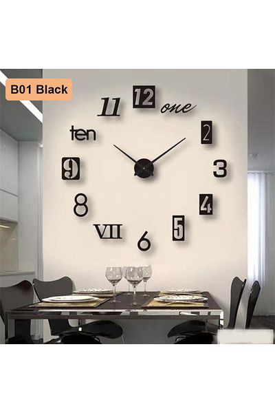 Choice 120cm B01 Black Soundless 90 To 120cm Large-sized 3D Number Poster Home Decoration DIY Wall Clock Fo