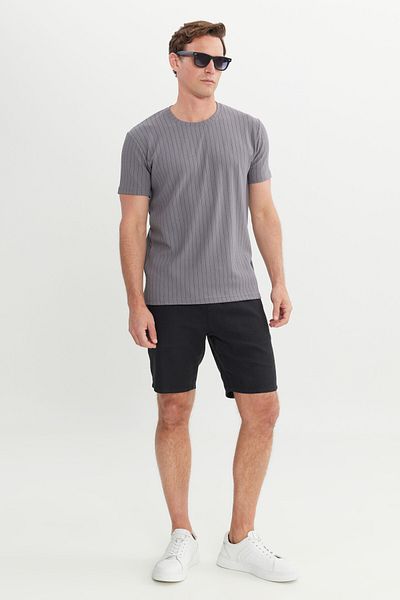 AC&Co / Altınyıldız Classics Ανδρικό μπλουζάκι σε γκρι Slim Fit Slim Fit Crew Neck Stretchy T-shirt