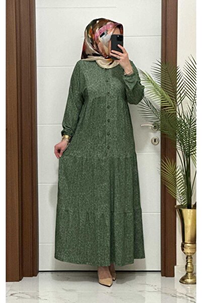 modasura 5656 K 80 haki seul kumaş büyük beden elbise yeni sezon