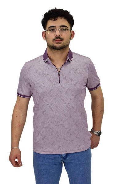 Raymons Ανδρικό μπλουζάκι με γιακά πόλο Mercerized Jacquard με φερμουάρ 7570 BGL-ST04536