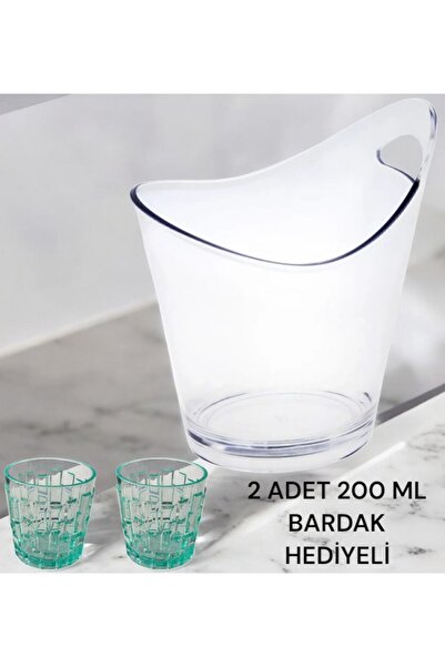 4 litrelik buz kovası ( 2 adet 200 ml su yeşili polikarbon bardak hediyelidir )