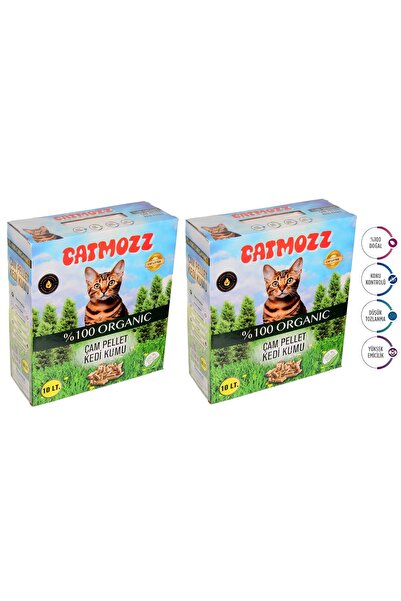CatMozz Hipoalerjenik %100 Doğal Organik Çam Peleti Kedi Kumu 10 Lt X 2 Adet