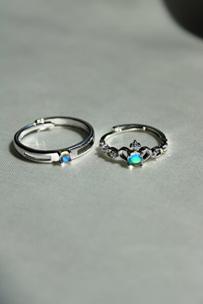 Harlofia Jewelry Opal Taşlı Angel Çift Yüzük Seti