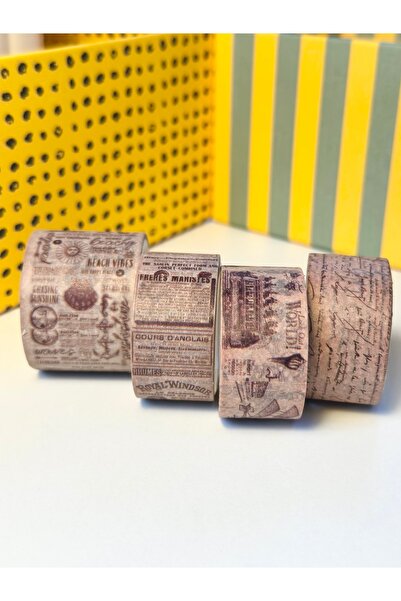 Padme studio 4 lü Retro Style Washi Bant / Retro Gazete Manşet Style