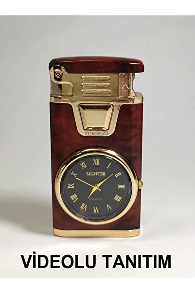 abnturk 2 Noktadan Yanan Maun Saatli Çakmak %100 Metal Saat Normal Stilde Yanan ve Pürmüz gibi Yanan Çakmak