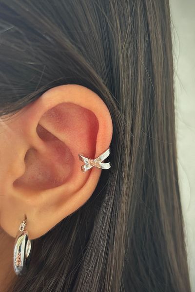 Leo'Stone Cross View Women's Compression Earcuff Cartilage Earrings